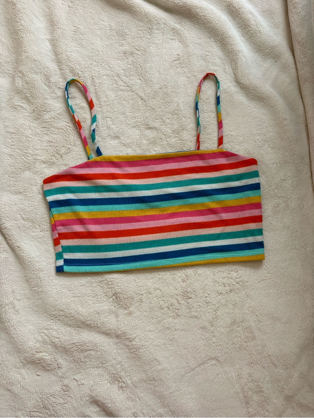 Forever 21 Multicolor Striped Ribbed Crop Top